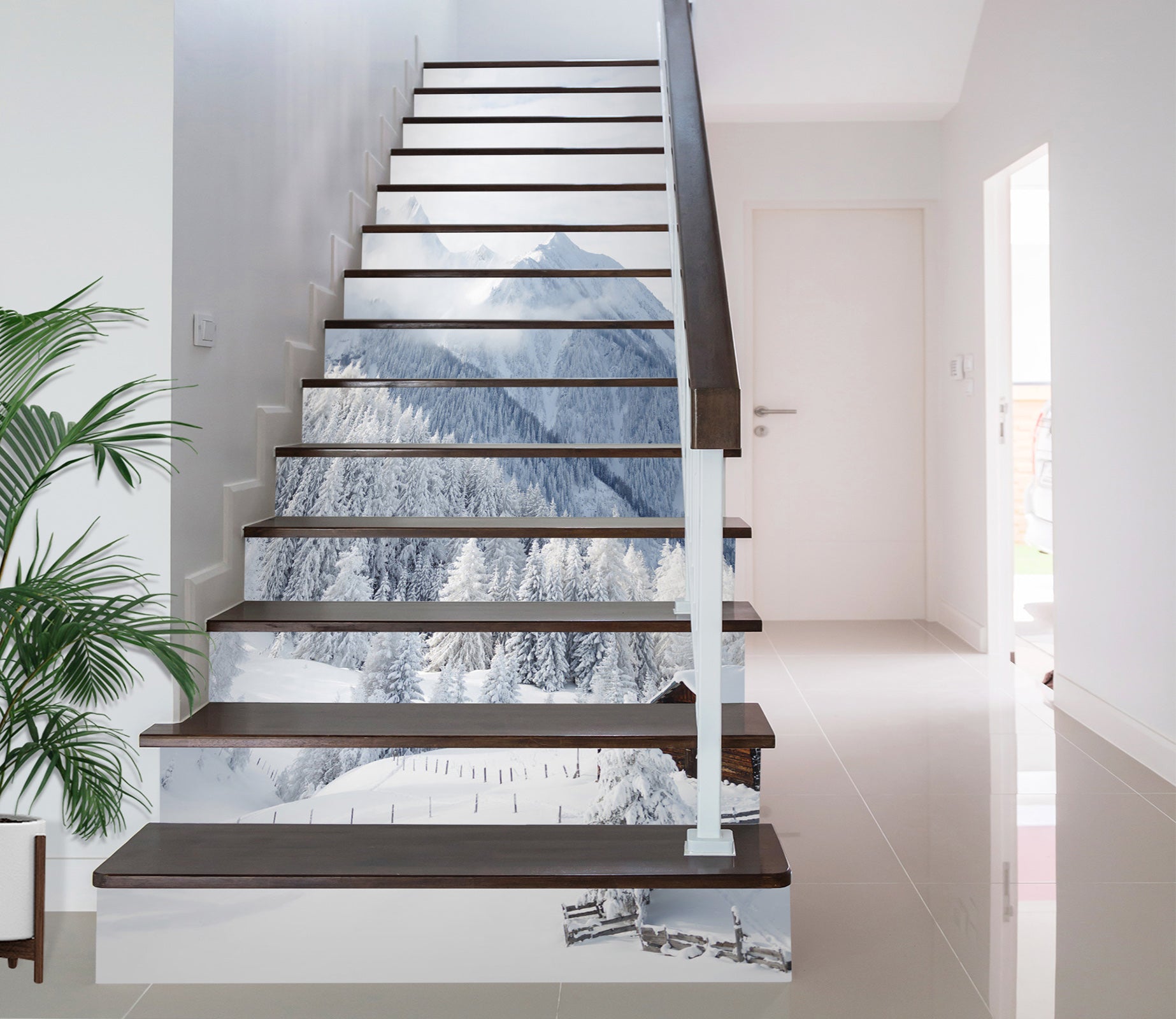 3D Charming Snow Mountain 409 Stair Risers