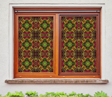 3D Square Green 055 Window Film Print Sticker Cling Stained Glass UV Block