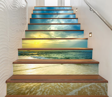 3D Light And Blue Ocean 626 Stair Risers