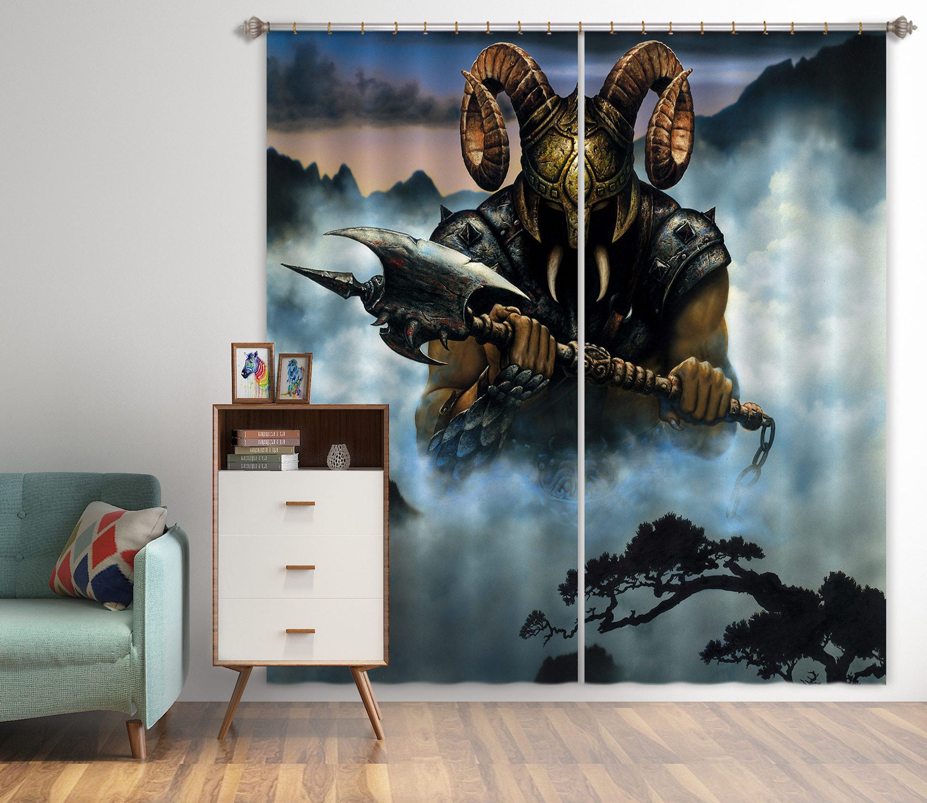 3D Fog Mountain 037 Ciruelo Curtain Curtains Drapes