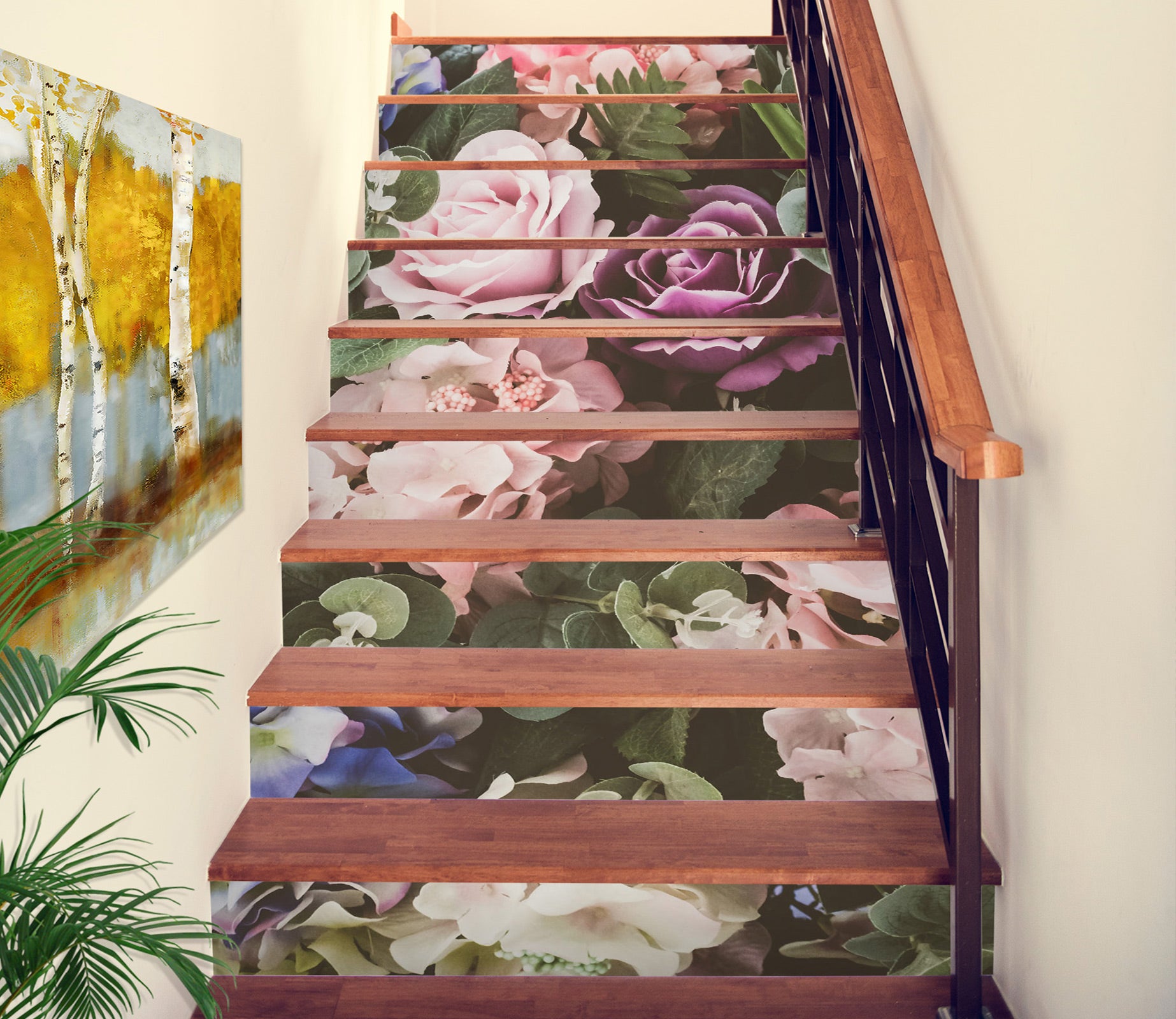 3D Dip And Elegant Roses 456 Stair Risers