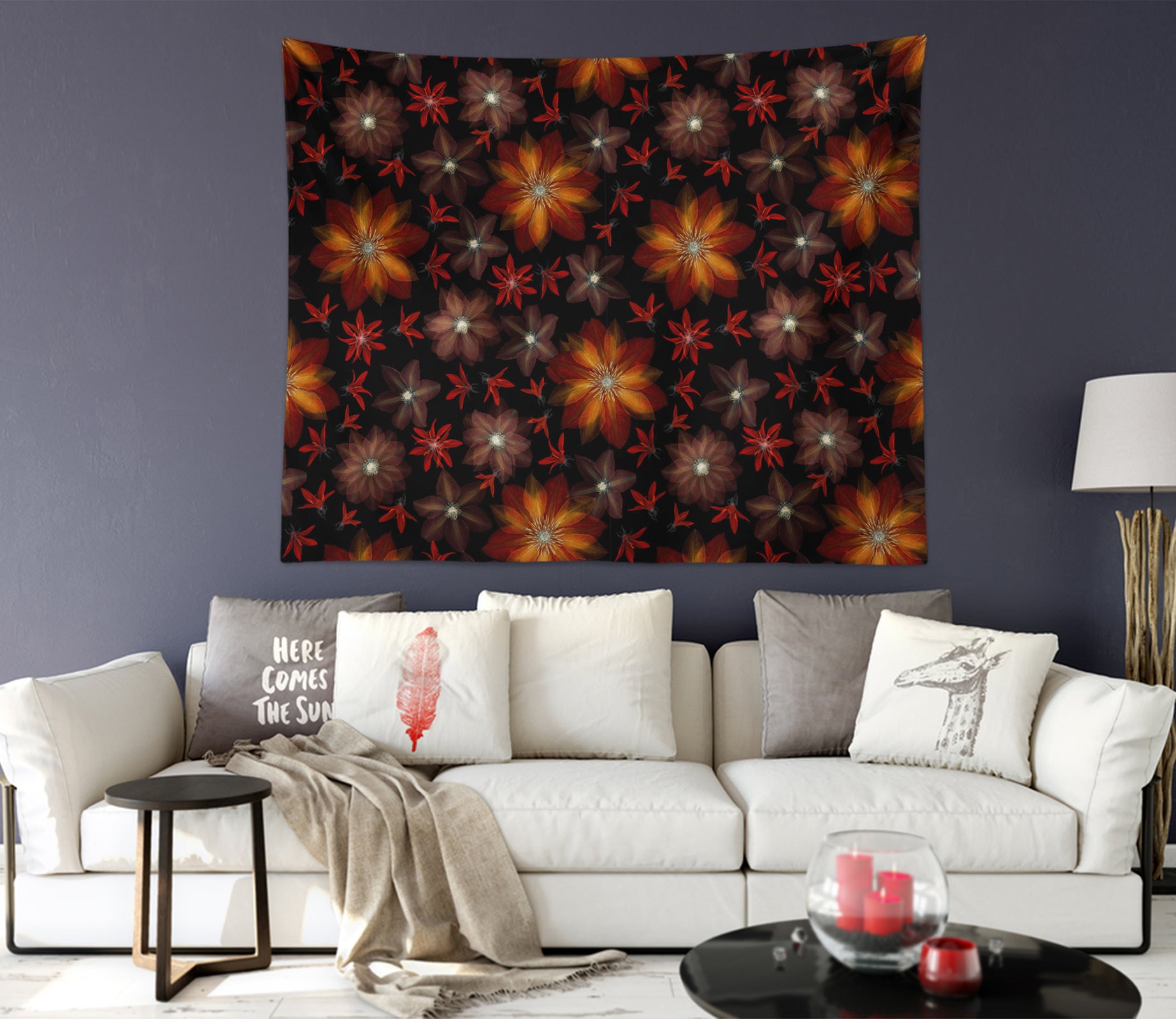 3D Red Pattern 116169 Assaf Frank Tapestry Hanging Cloth Hang