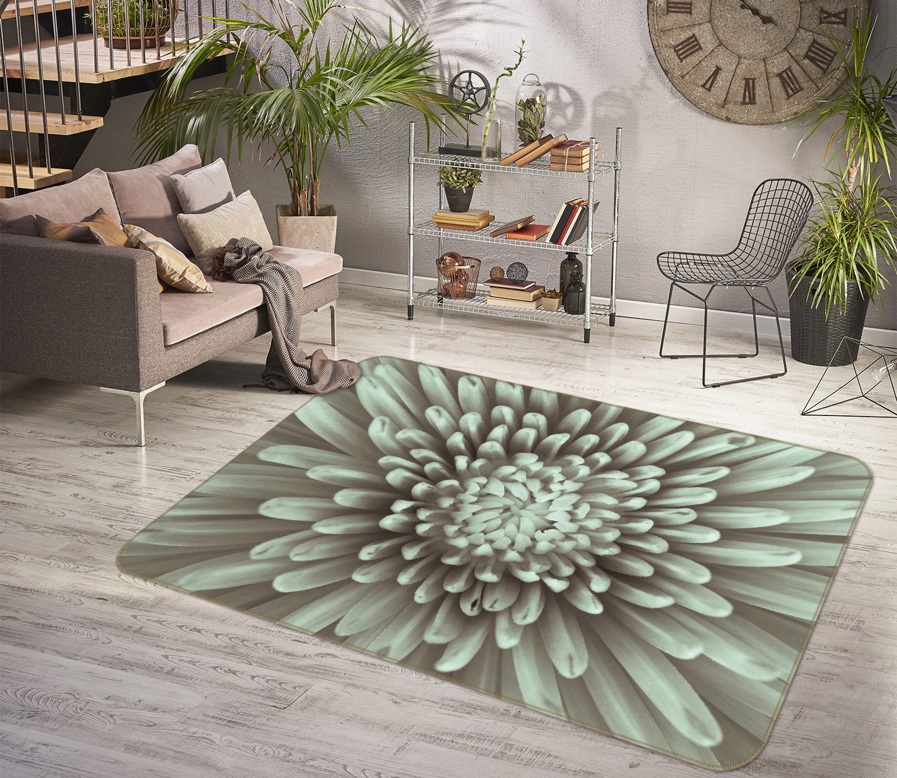 3D White Daisy 1001 Assaf Frank Rug Non Slip Rug Mat