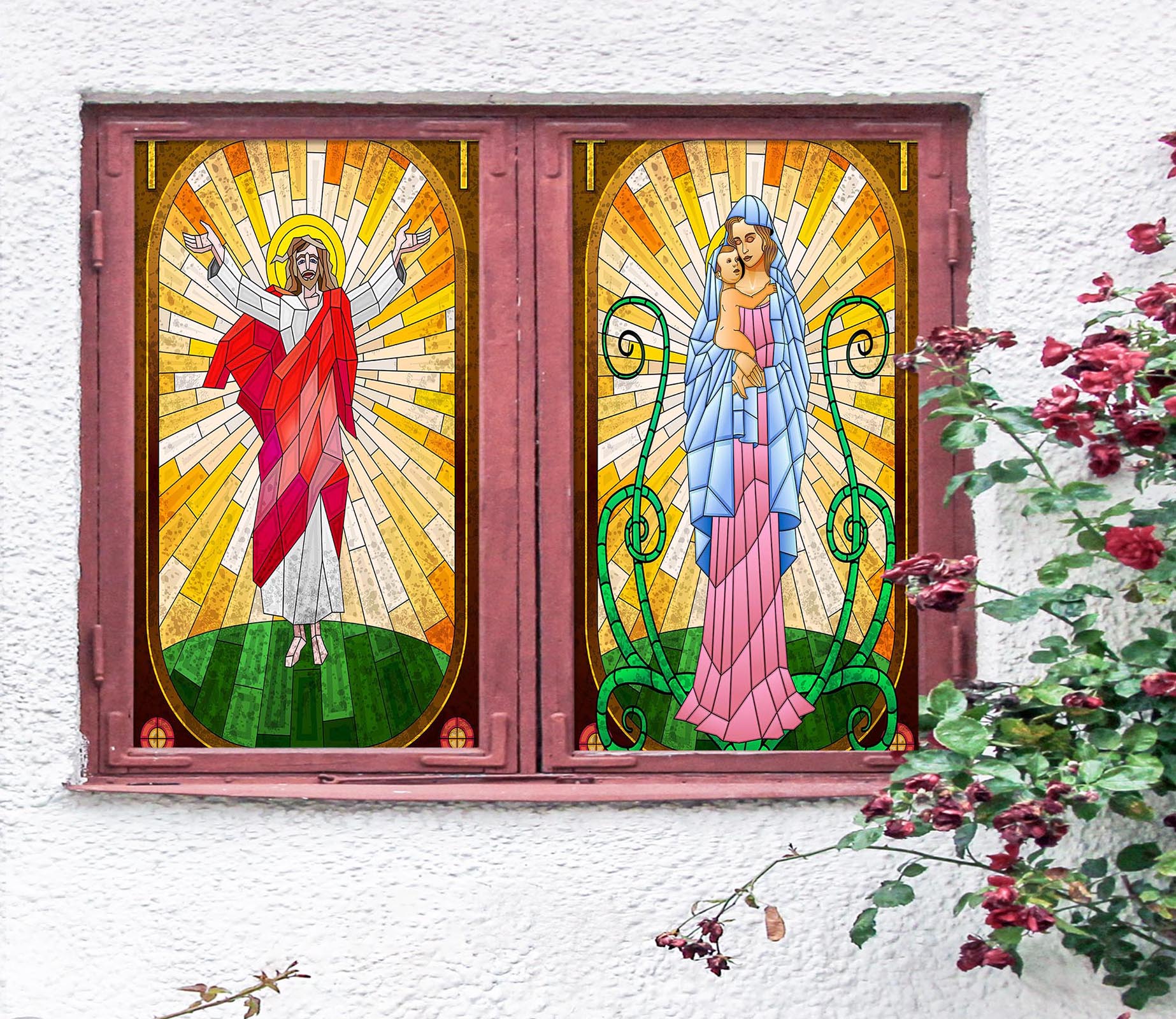 3D Christ Believer 276 Window Film Print Sticker Cling Stained Glass UV Block