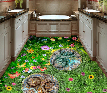 3D Colored Flowers Round WG679 Floor Mural Wallpaper AJ Wallpaper 2 