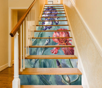 3D Two-color Flowers Blooming In Withering 437 Stair Risers