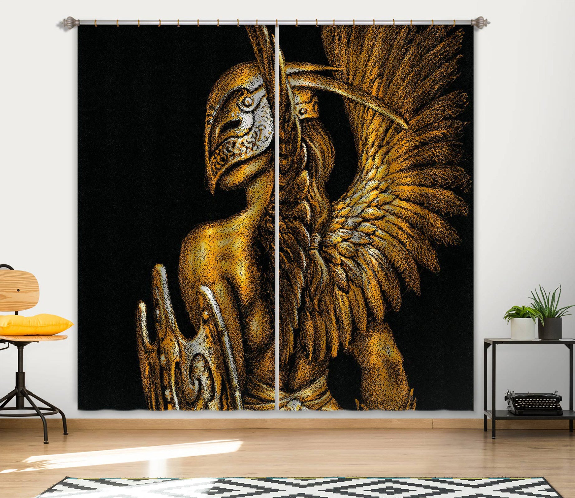 3D Wing Mask Man 7207 Ciruelo Curtain Curtains Drapes