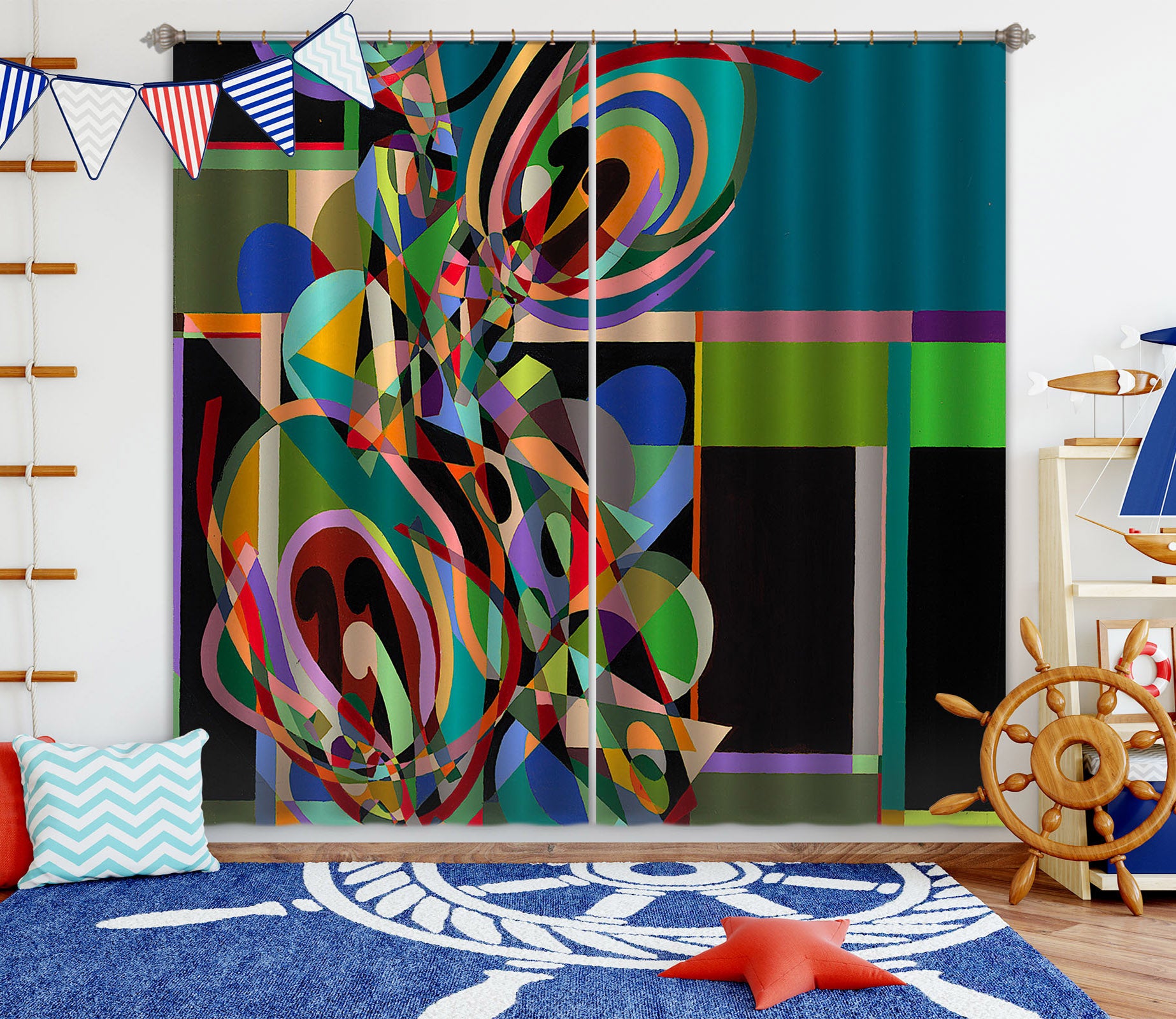 3D Color Origami 222 Allan P. Friedlander Curtain Curtains Drapes