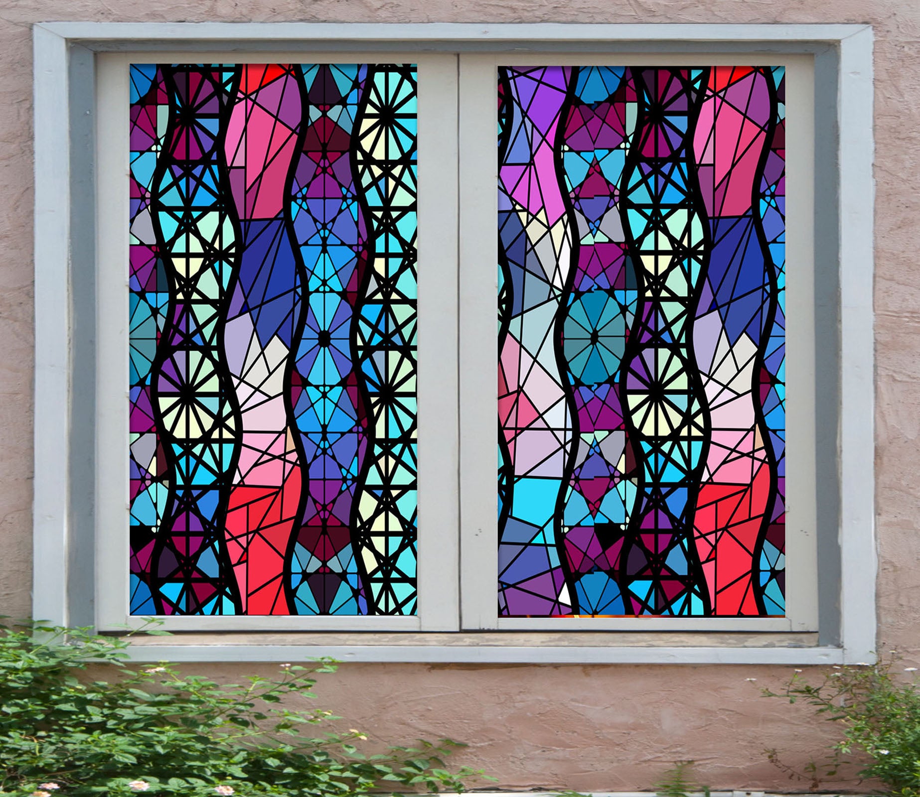 3D Artistic Graphics 402 Window Film Print Sticker Cling Stained Glass UV Block