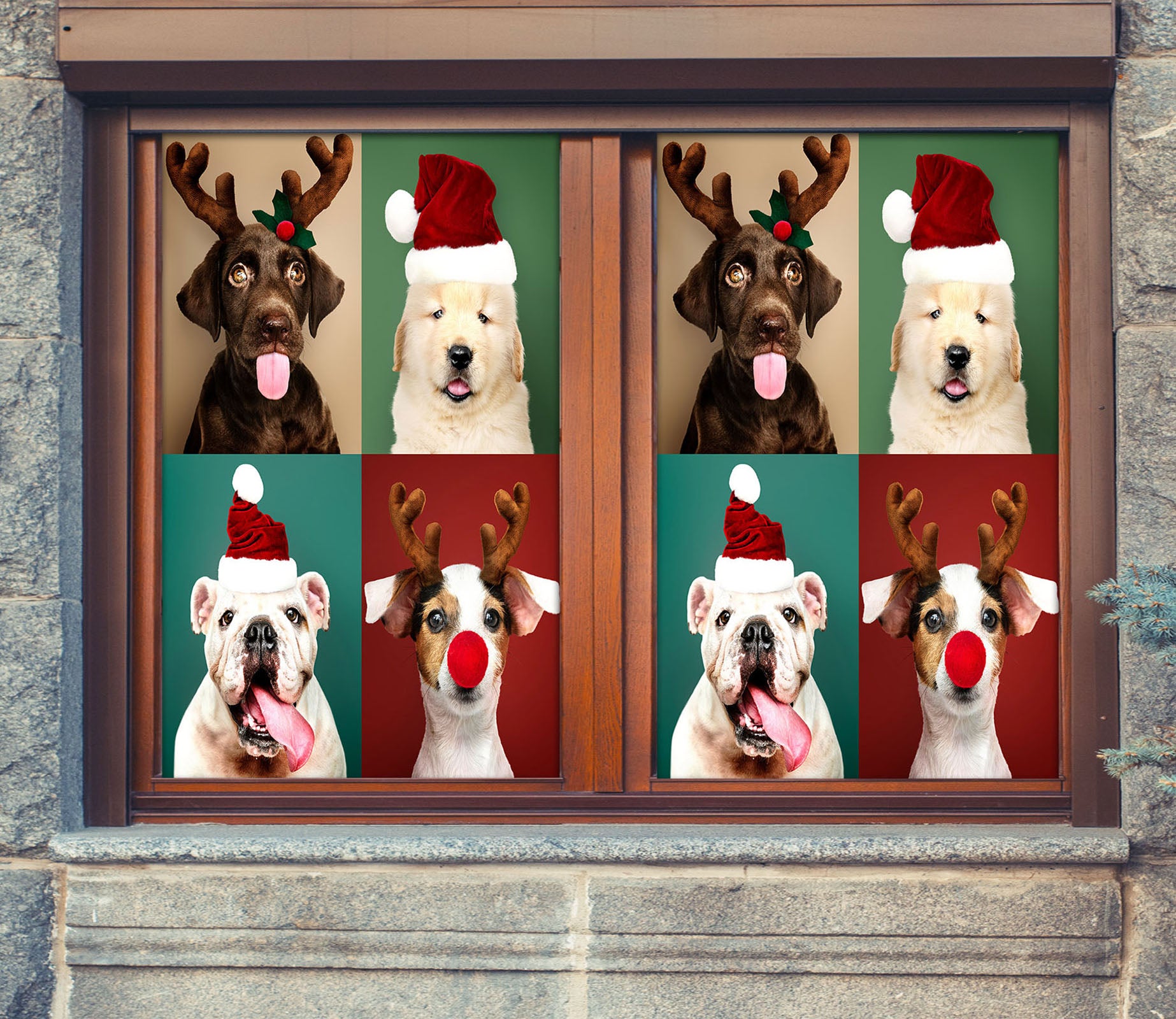 3D Christmas Dog Costume 30137 Christmas Window Film Print Sticker Cling Stained Glass Xmas