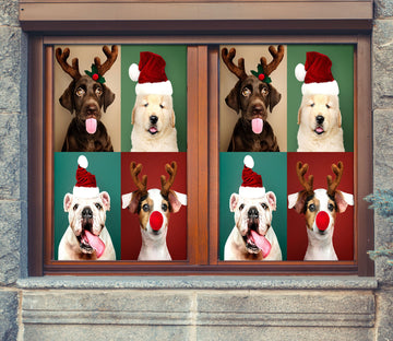 3D Christmas Dog Costume 30137 Christmas Window Film Print Sticker Cling Stained Glass Xmas