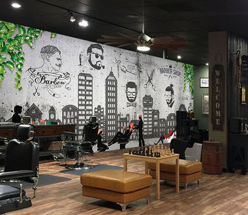 3D Gray Avatar 1481 Barber Shop Wall Murals
