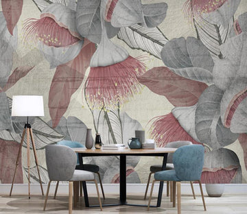 3D Elegant Leaves And Flowers 2448 Wall Murals