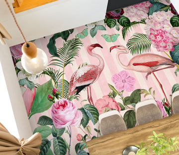 3D Flamingo Flowers Leaf Pattern 104144 Andrea Haase Floor Mural  Wallpaper Murals Self-Adhesive Removable Print Epoxy