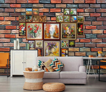 3D Colored Brick Oil Painting 654 Wall Murals