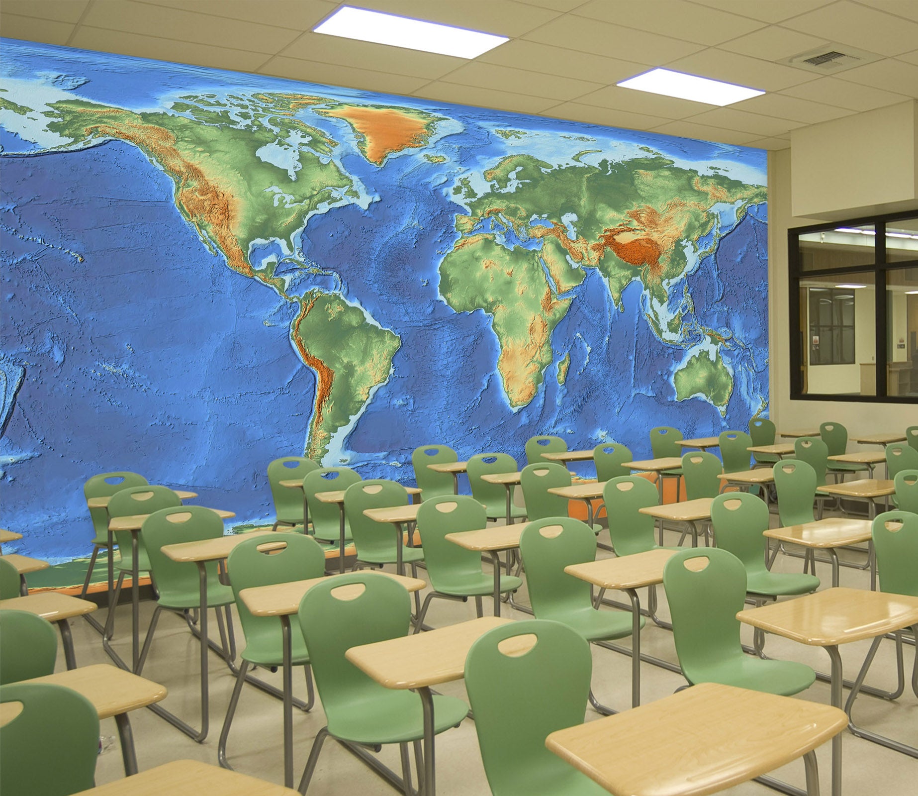 3D Oasis Building 2030 World Map Wall Murals