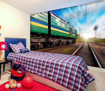 3D Green Leather Train 144 Vehicle Wall Murals
