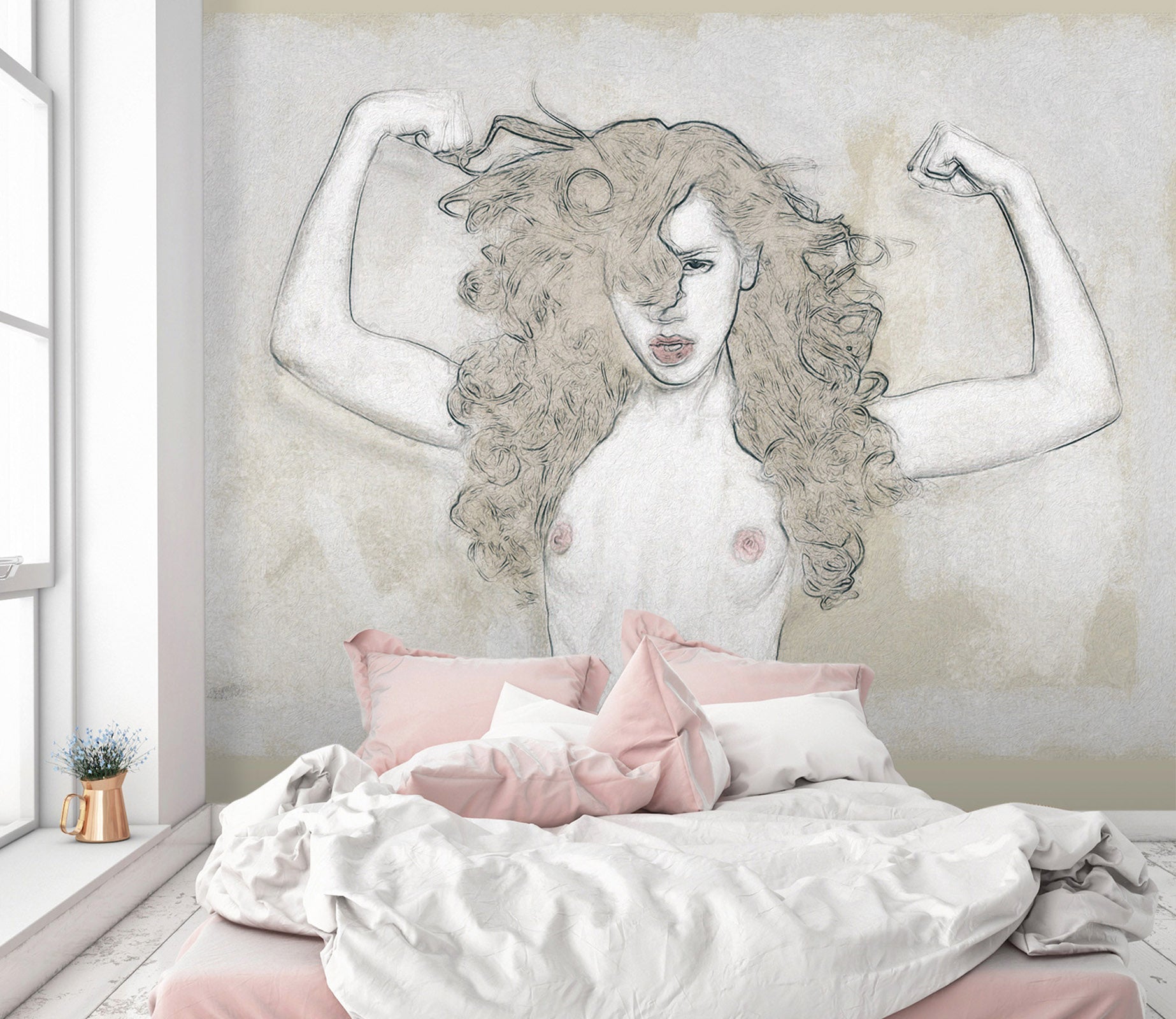 3D Long Haired Girl 1415 Marco Cavazzana Wall Mural Wall Mural