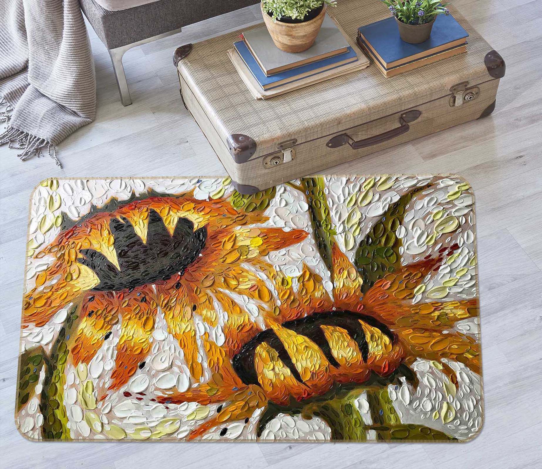 3D Sunflower 1018 Dena Tollefson Rug Non Slip Rug Mat