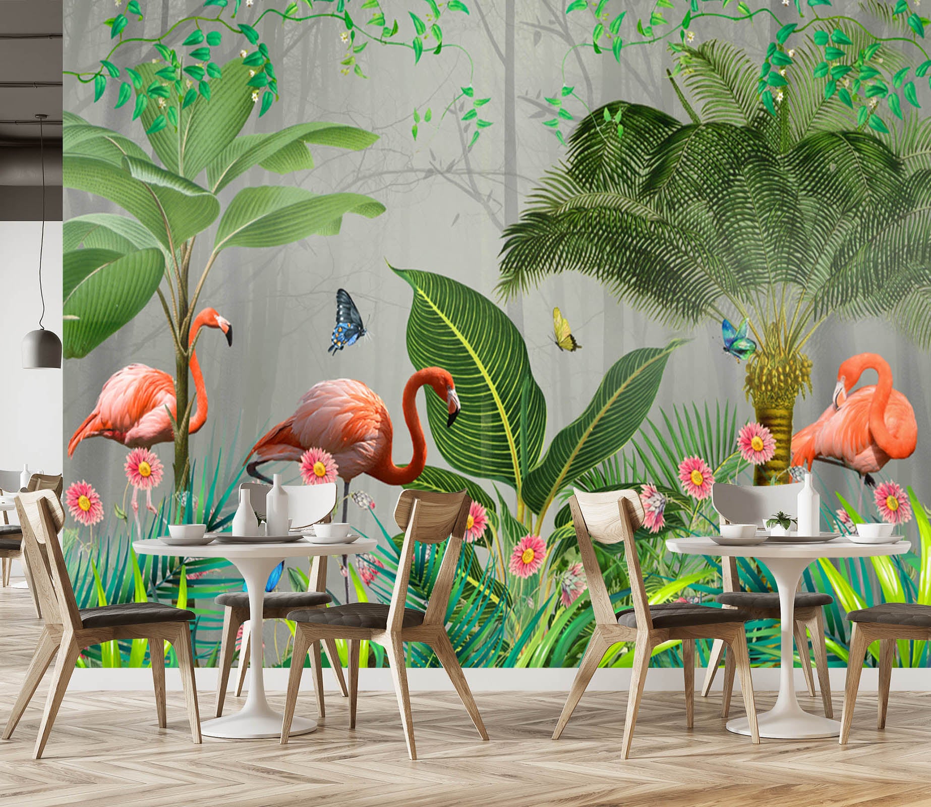 3D Flamingo Butterfly 1535 Wall Murals