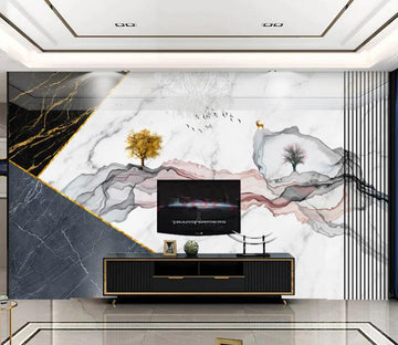 3D Ink Line Trees 340 Wall Murals