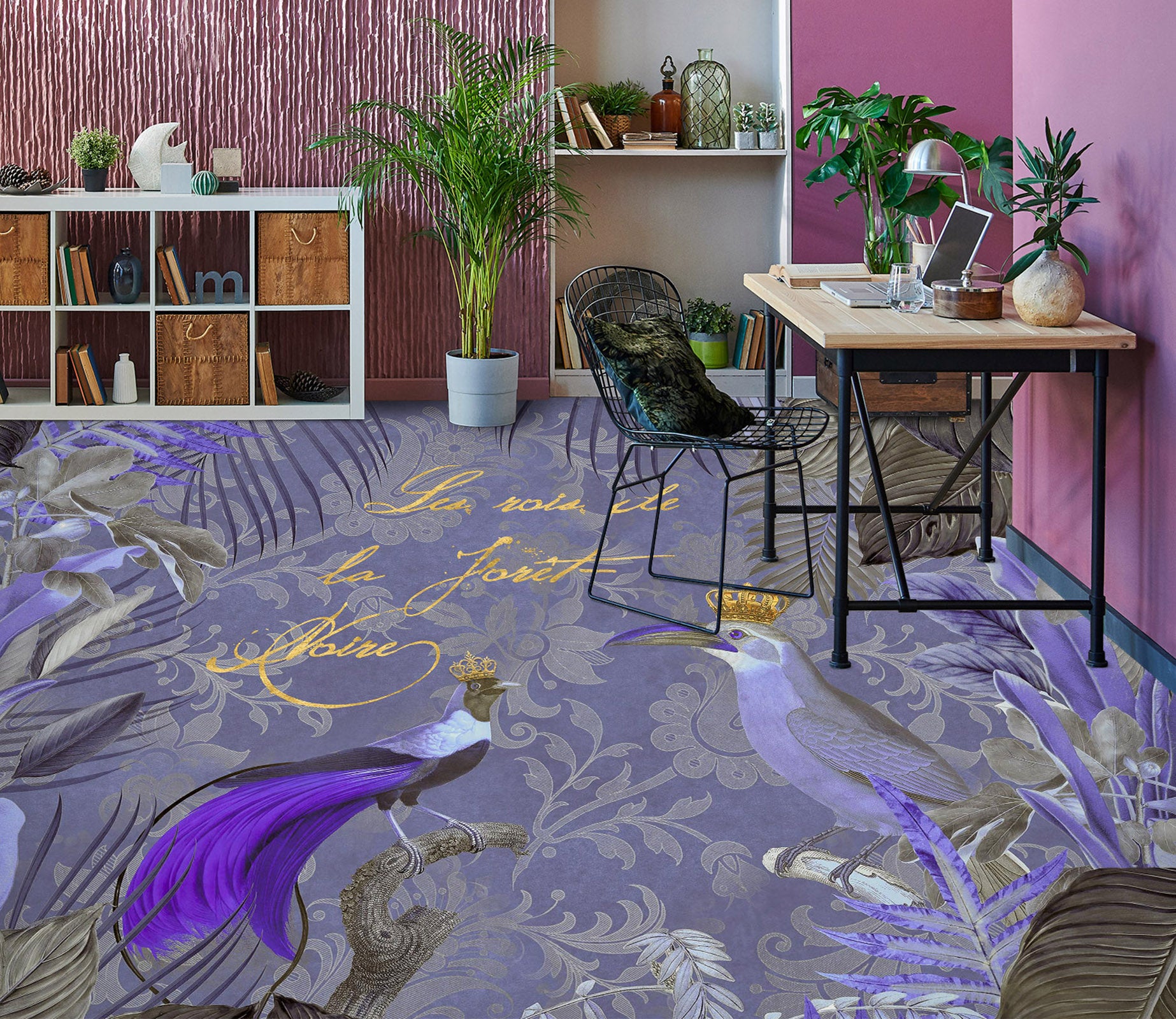 3D Purple Bird 104165 Andrea Haase Floor Mural  Wallpaper Murals Self-Adhesive Removable Print Epoxy