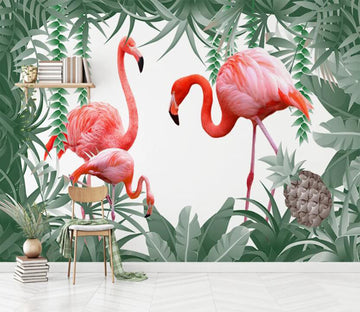 3D Three Pink Romantic Flamingos 2071 Wall Murals