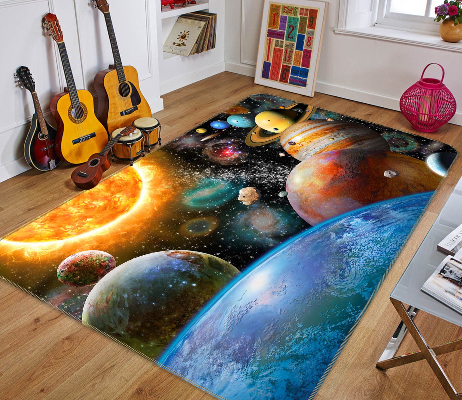 3D Color Planet 1055 Adrian Chesterman Rug Non Slip Rug Mat
