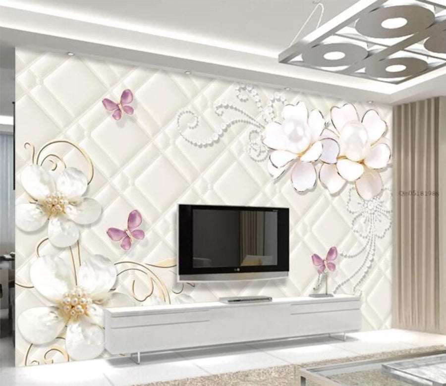 3D Purple Butterfly WC670 Wall Murals
