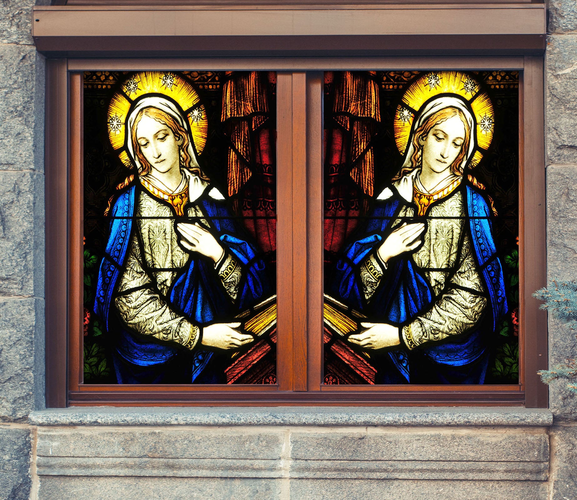 3D Female Saint 123 Window Film Print Sticker Cling Stained Glass UV Block