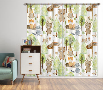 3D Squirrel Bear Tree 148 Uta Naumann Curtain Curtains Drapes