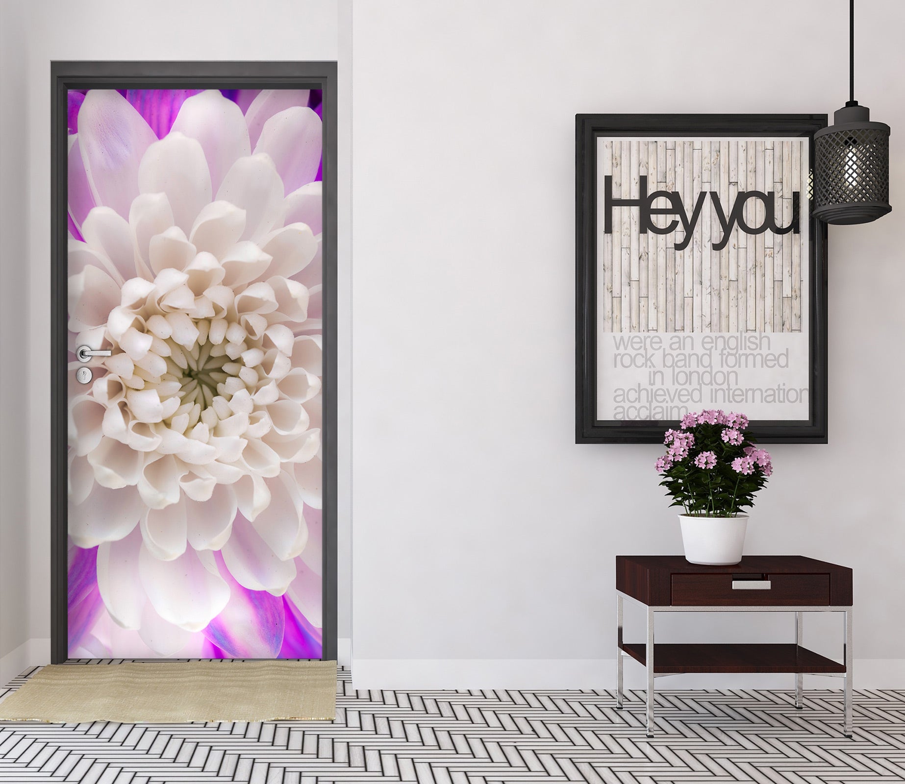 3D White Chrysanthemum 10715 Assaf Frank Door Mural