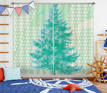 3D Blue Fir Tree 056 Showdeer Curtain Curtains Drapes