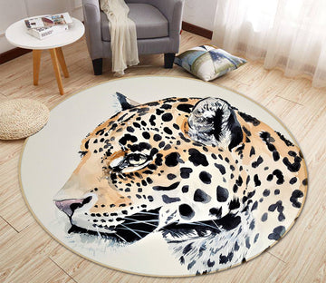 3D Leopard Head 073 Animal Round Non Slip Rug Mat Mat AJ Creativity Home 