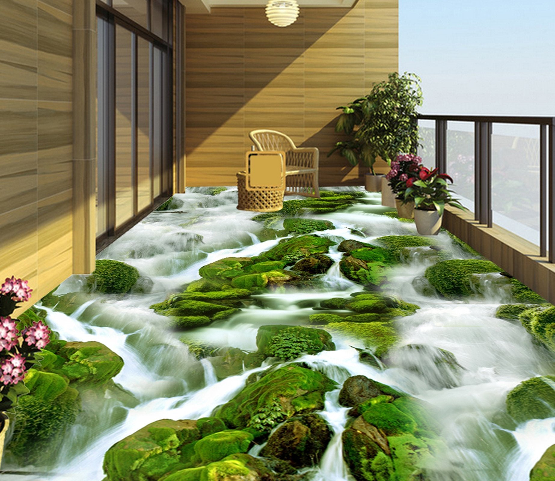 3D High Mountain Water WG331 Floor Mural Wallpaper AJ Wallpaper 2 