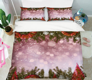 3D Branch Circle 52256 Christmas Quilt Duvet Cover Xmas Bed Pillowcases