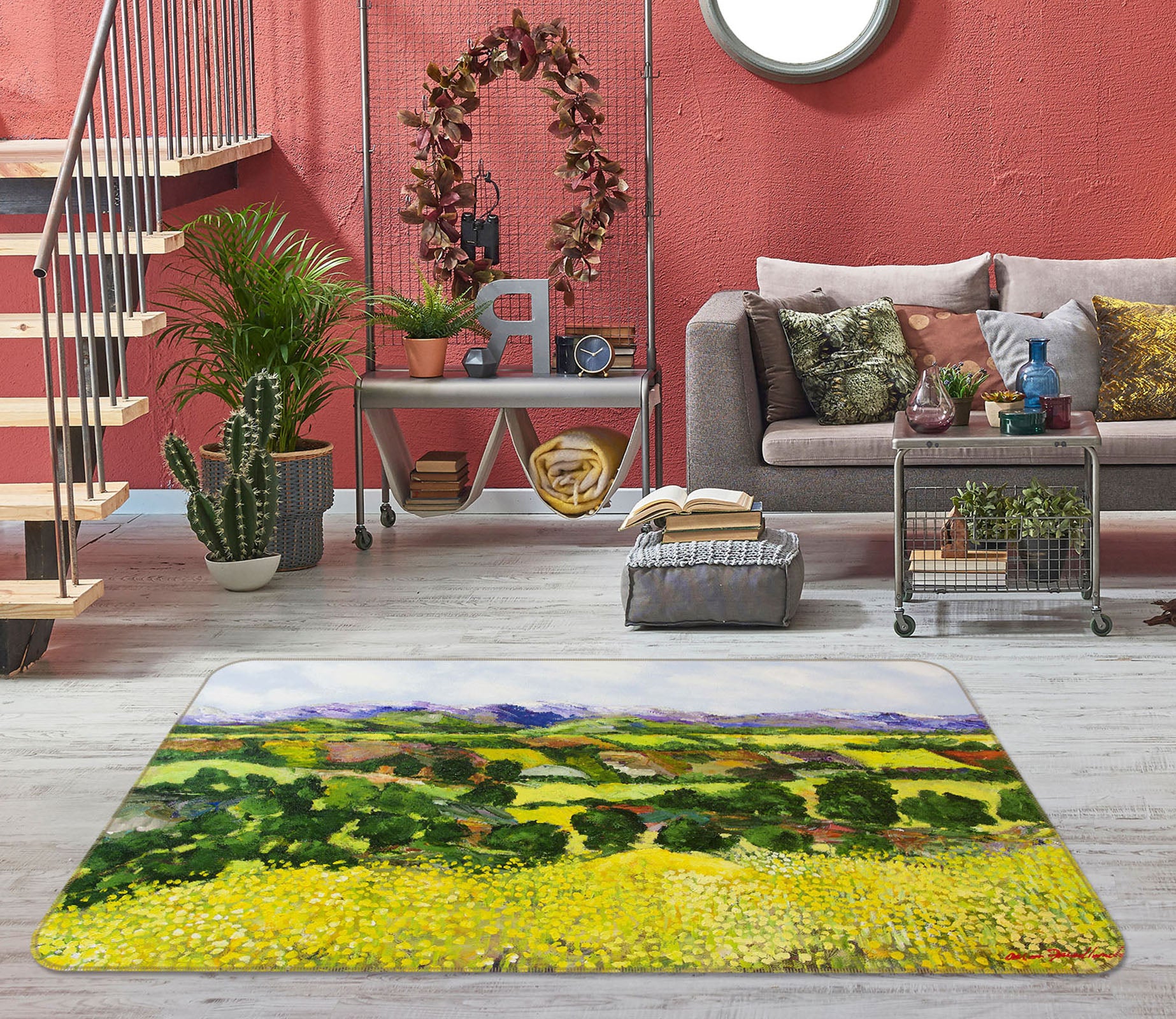 3D Yellow Weeds 1073 Allan P. Friedlander Rug Non Slip Rug Mat