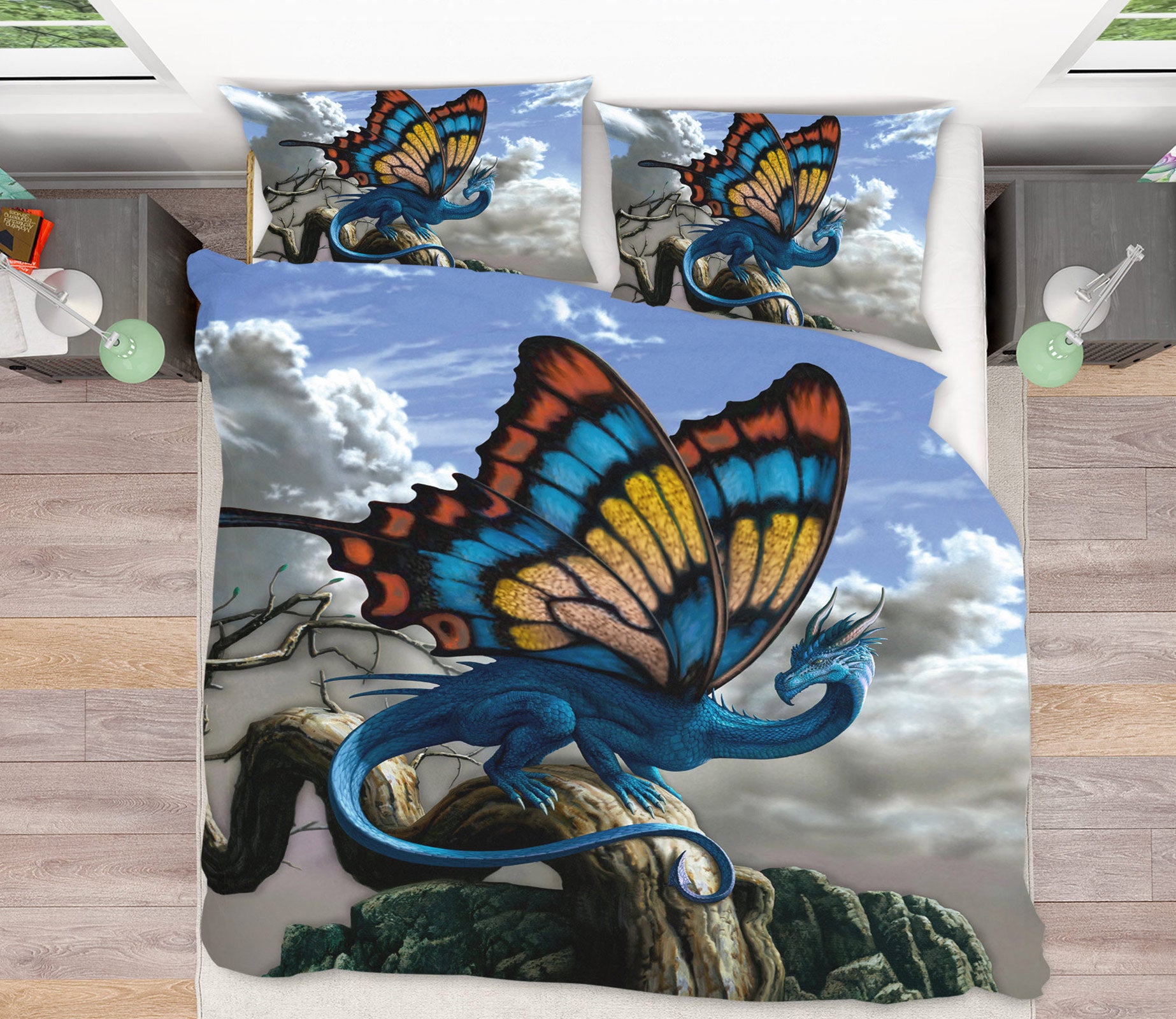 3D Butterfly Wings Dragon 7041 Ciruelo Bedding Bed Pillowcases Quilt
