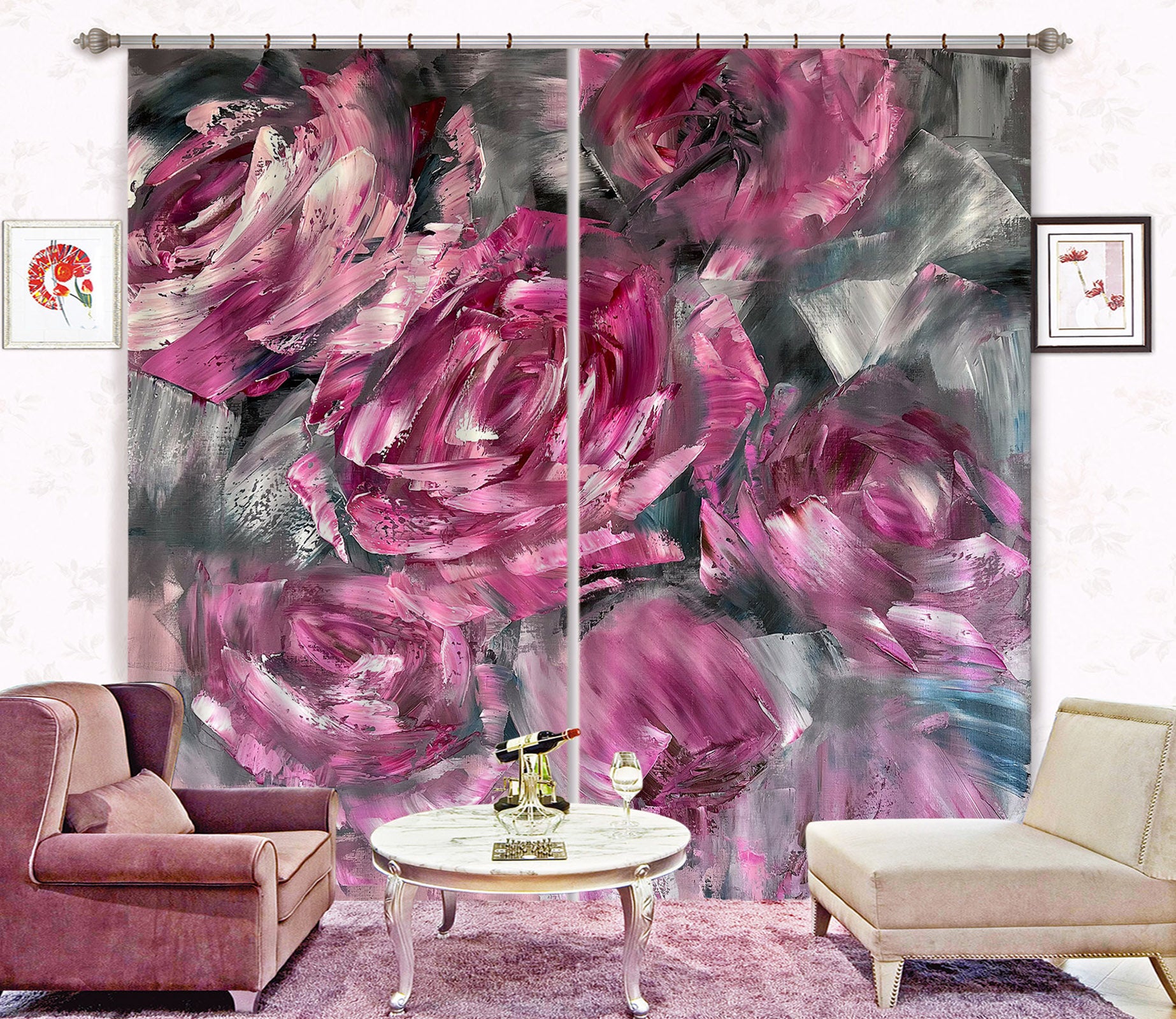 3D Red Rose 3013 Skromova Marina Curtain Curtains Drapes