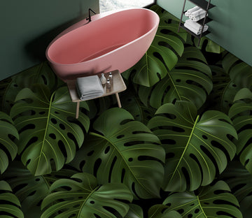 3D Dark Green Broad Leaves 1230 Floor Mural  Wallpaper Murals Self-Adhesive Removable Print Epoxy