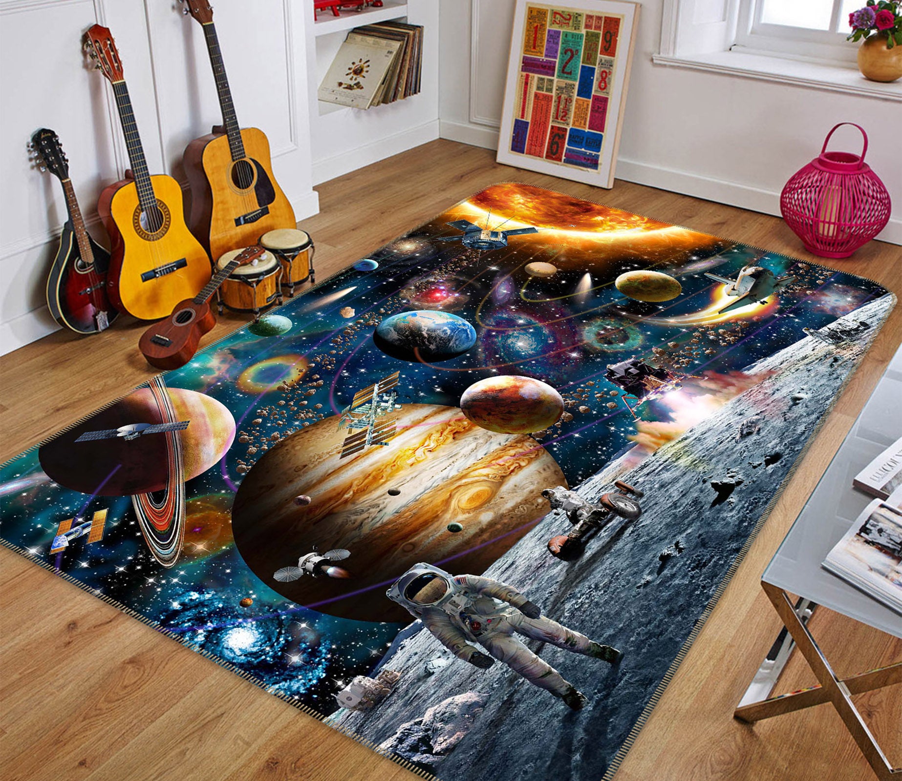 3D Color Planet 1054 Adrian Chesterman Rug Non Slip Rug Mat