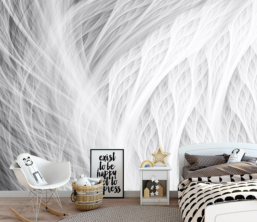 3D White Line WG129 Wall Murals