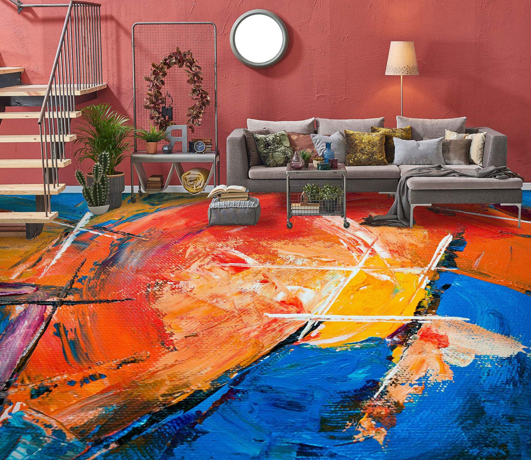 3D Two-color Oil Painting 1114 Floor Mural  Wallpaper Murals Self-Adhesive Removable Print Epoxy