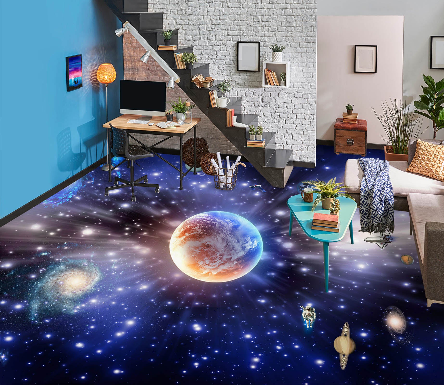 3D Dazzling Planets 428 Floor Mural  Wallpaper Murals Rug & Mat Print Epoxy waterproof bath floor