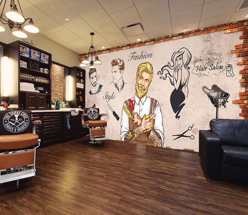 3D Fashion Style 1483 Barber Shop Wall Murals