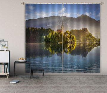 3D Forest Lake 053 Marco Carmassi Curtain Curtains Drapes