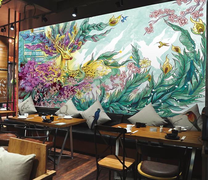 3D Flower Elk 455 Wall Murals Wallpaper AJ Wallpaper 2 