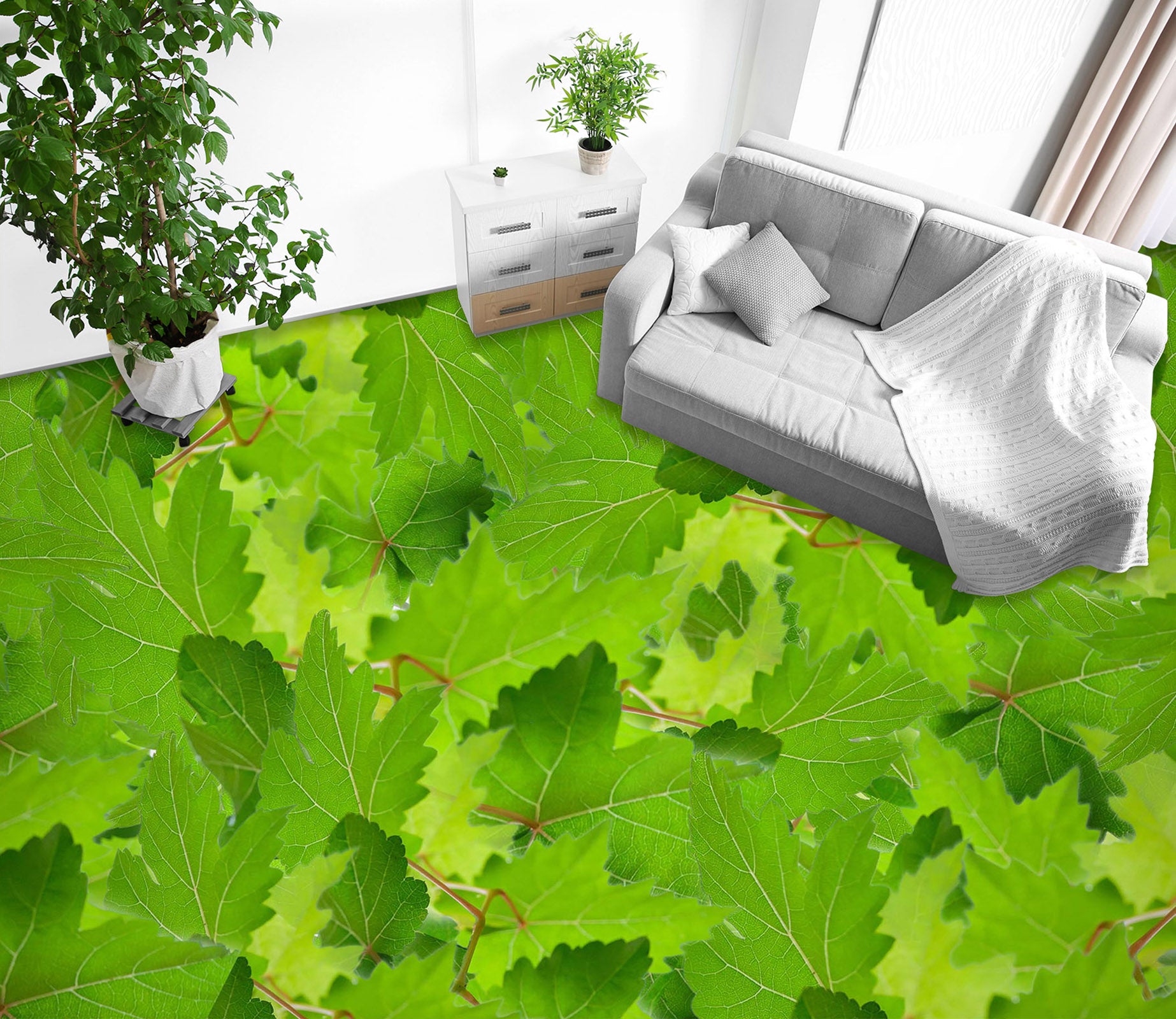 3D Lush Green Leaves 561 Floor Mural  Wallpaper Murals Rug & Mat Print Epoxy waterproof bath floor