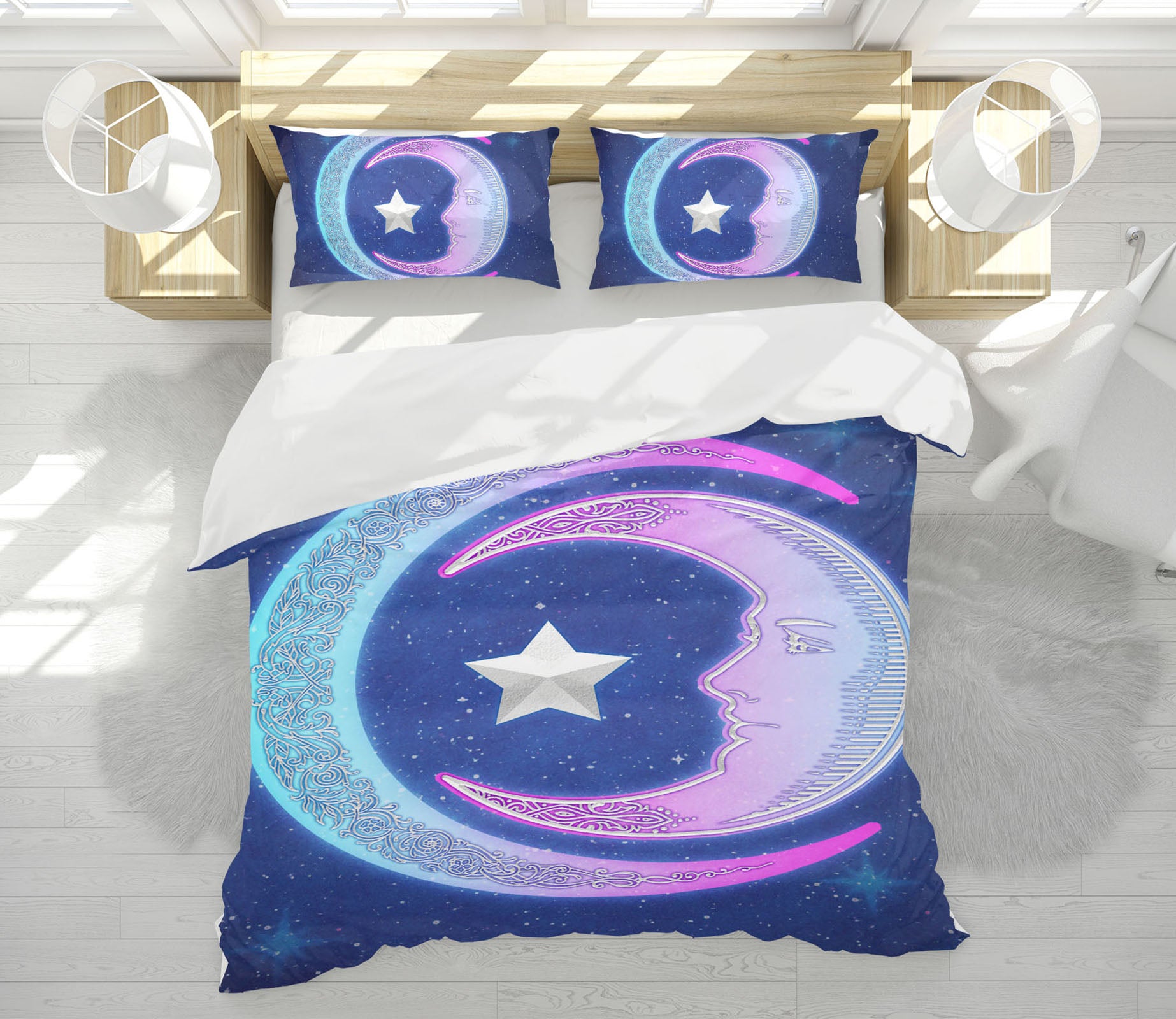 3D Pink Moon Stars 8829 Brigid Ashwood Bedding Bed Pillowcases Quilt Cover Duvet Cover