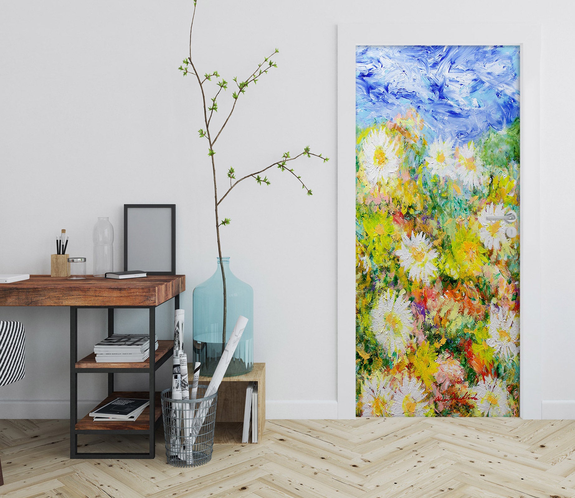 3D Yellow Flowers Sky Painting 93205 Allan P. Friedlander Door Mural